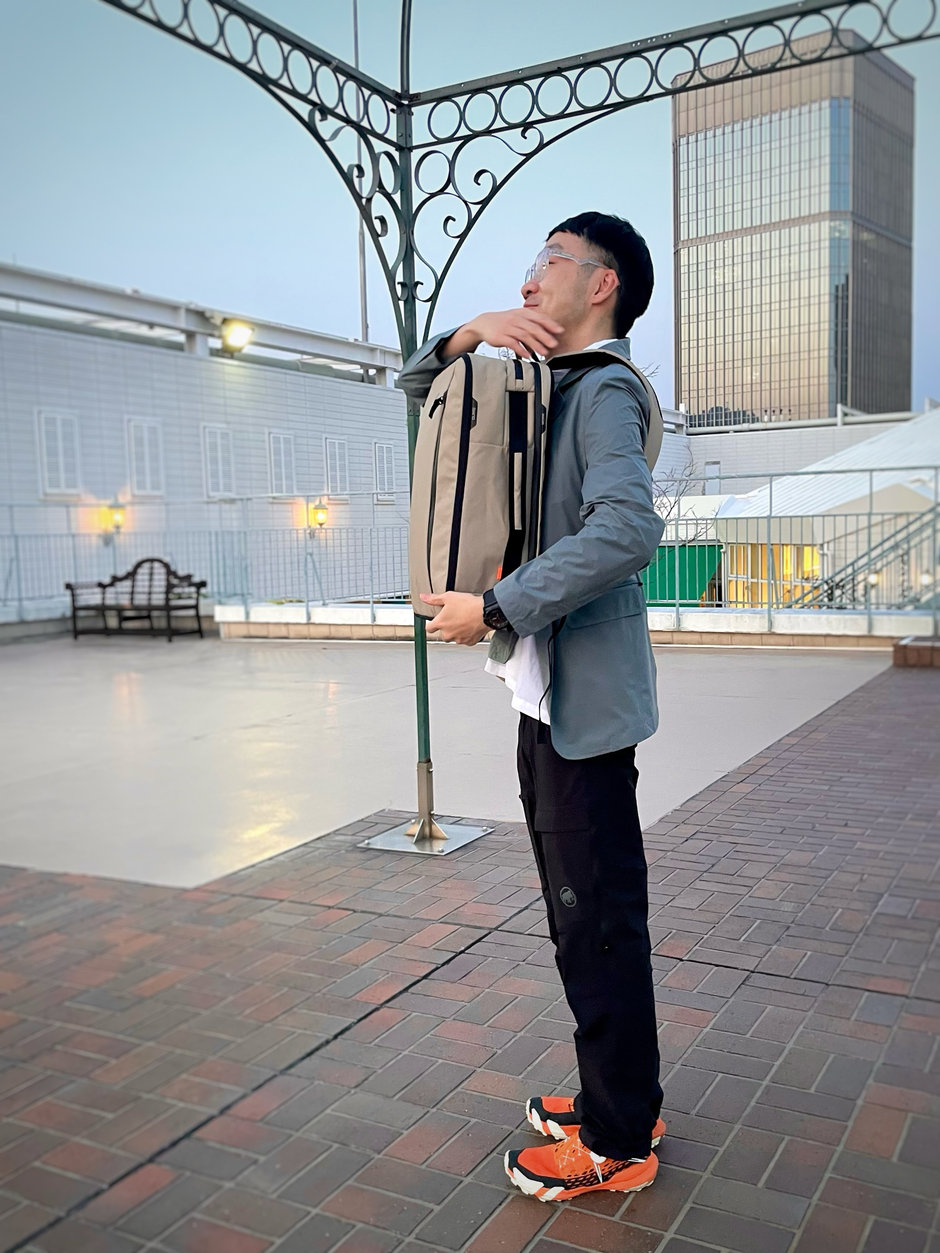 Active SO Set-Up Jacketを着て。 E!KAWA