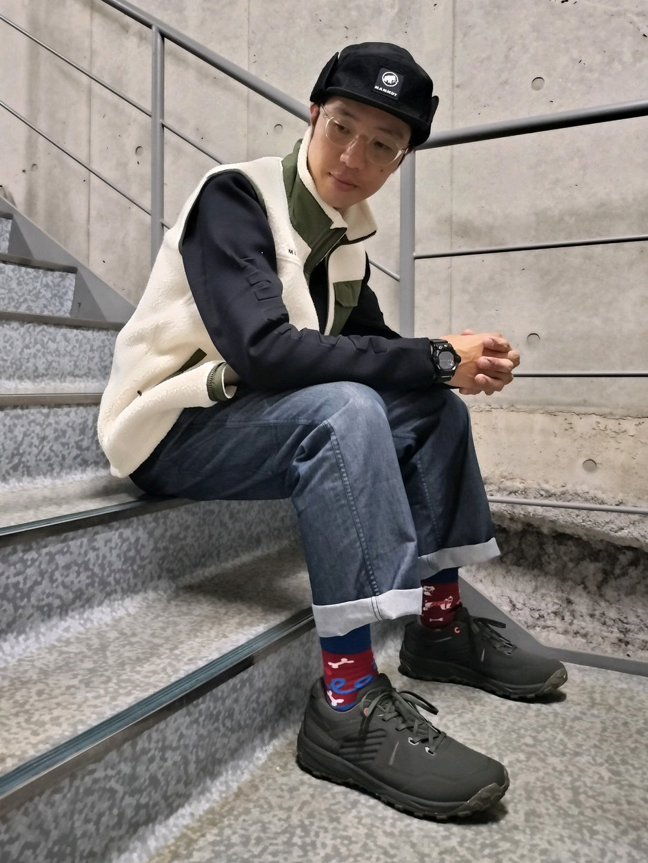 フリースベスト+クルーネックスウェット まえちゃん