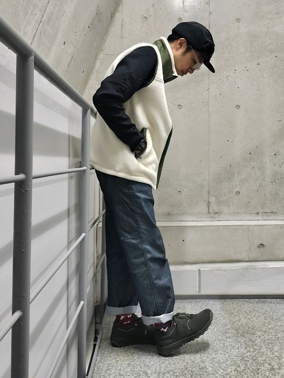 フリースベスト+クルーネックスウェット まえちゃん